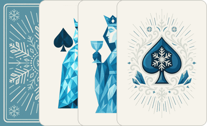 The Frost deck — its back, king, queen and ace