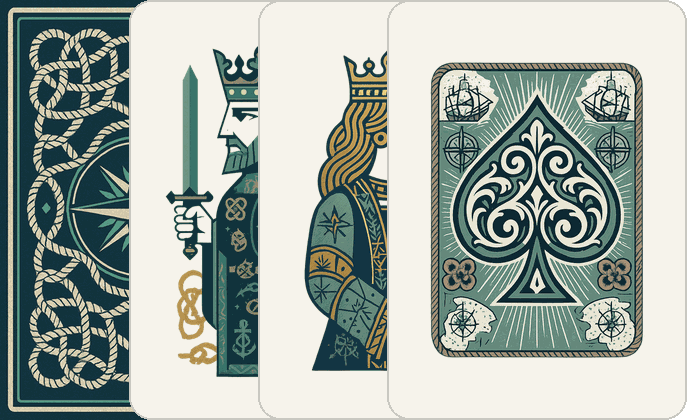 The Privateer deck — its back, king, queen and ace